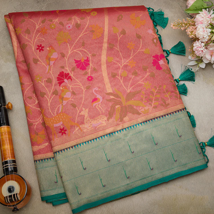 Pink Organza Tissue Saree